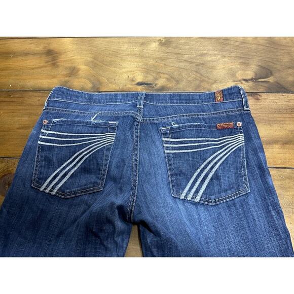 7 For All Mankind Jeans Womens 31 Blue Dojo Flare Medium Wash Low Rise - Picture 6 of 10